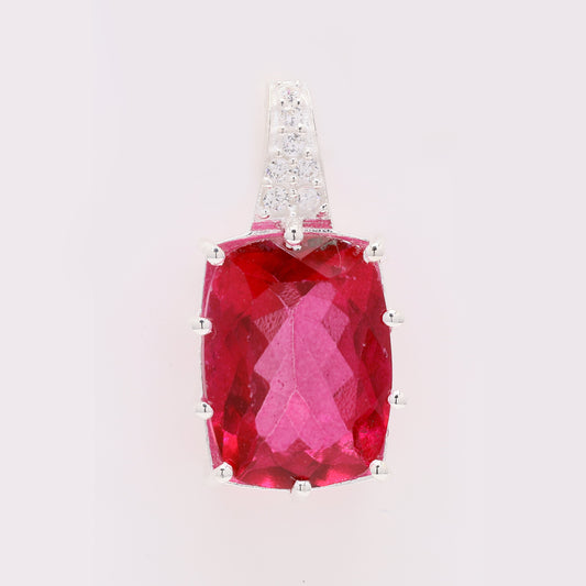 12.00 Ct Cushion Pink Topaz 925 Silver Pendant