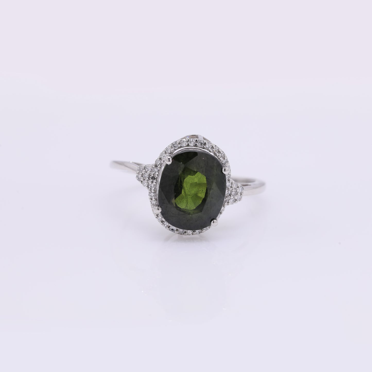 4.76 Ct Cushion Mixed Cut Natural Green Sapphire 950 Platinum Ring