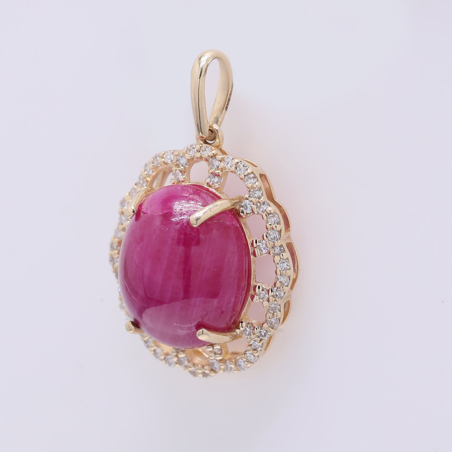 7.06 Ct Oval Cabochon Cut Natural Ruby 14K Gold Pendant