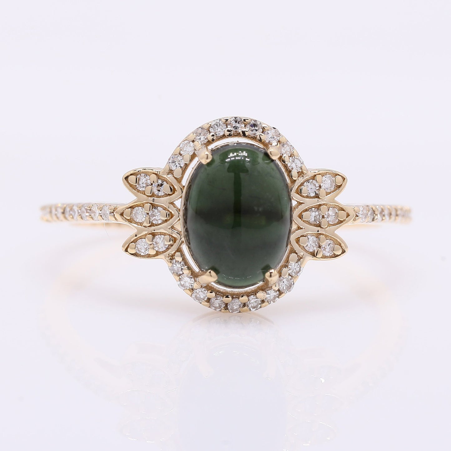 1.68 Ct Oval Cabochon Cut Natural Tourmaline 14K Gold Ring