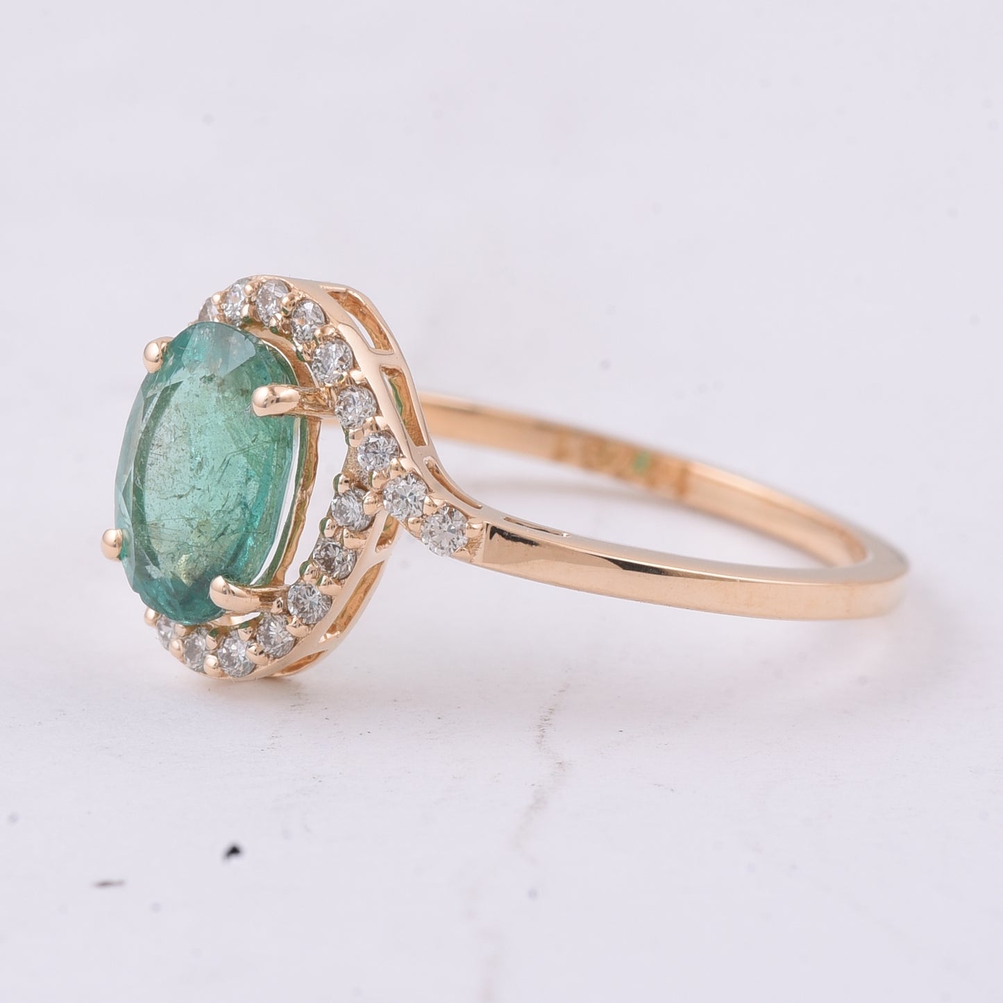 1.28 Ct Oval Natural Emerald 14K Gold Ring