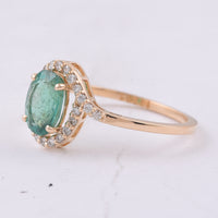 1.28 Ct Oval Natural Emerald 14K Gold Ring