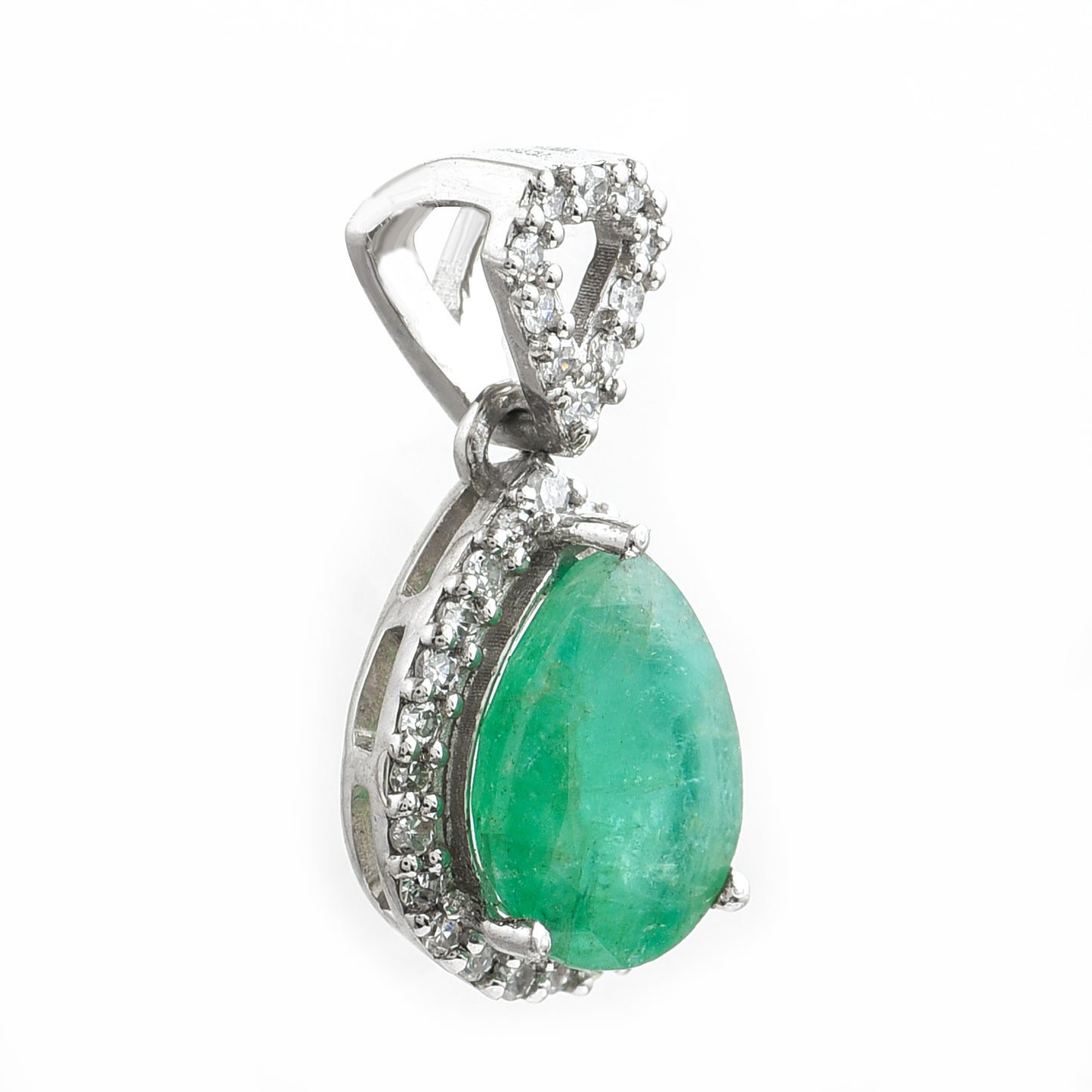 1.05 Ct Pear Emerald 950 Platinum Pendant