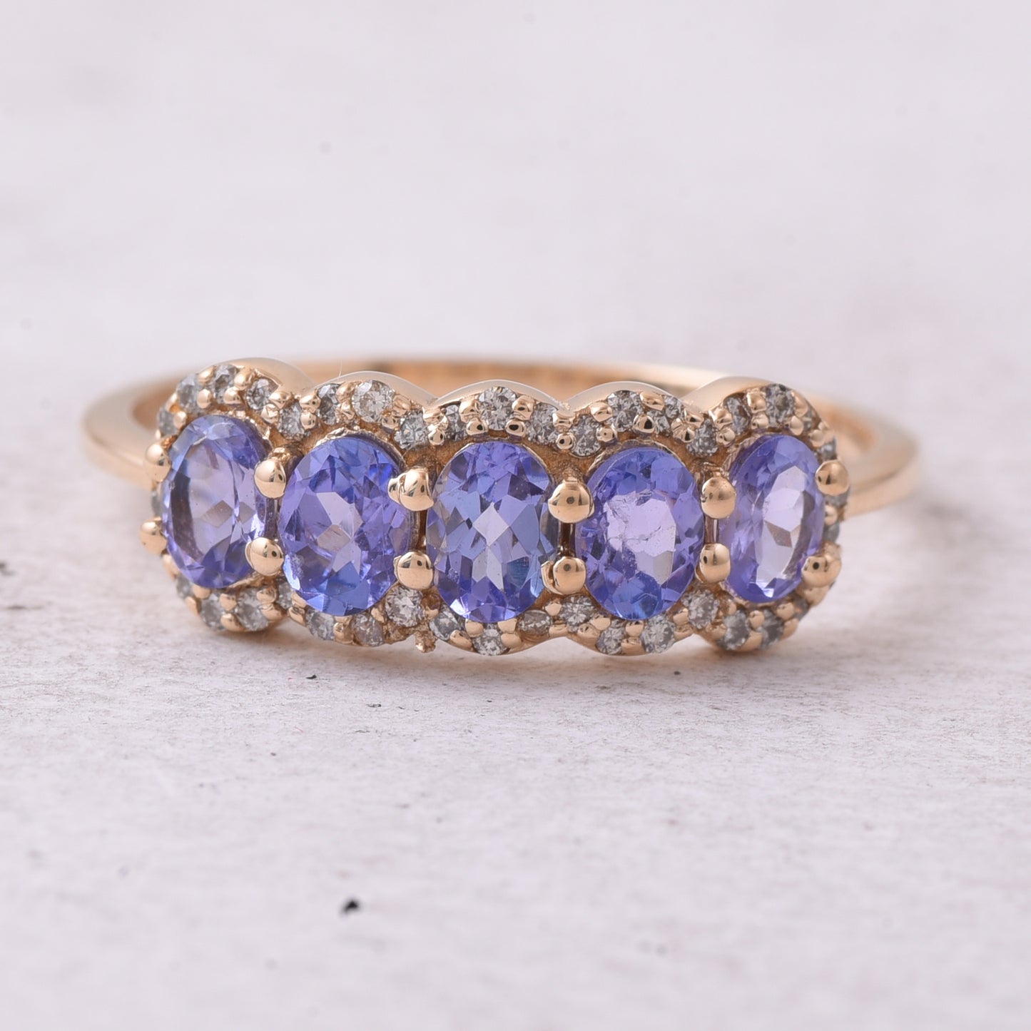 1.05 Ct Oval Mixed Cut Natural Tanzanite 14K Gold Ring