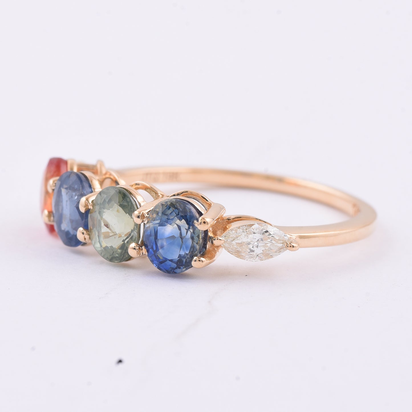 2.59 Ct Oval Natural Multi-Coloured Sapphire 14K Gold Ring