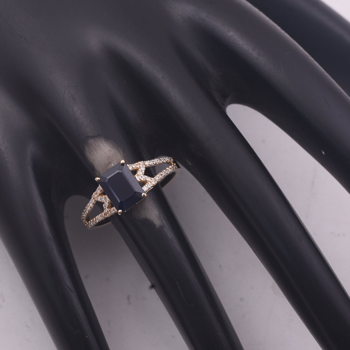 2.16 Ct Octagon Step Cut Natural Sapphire 14K Gold Ring
