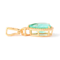 1.67 Ct Pear Mixed Cut Natural Emerald 14K Gold Pendant