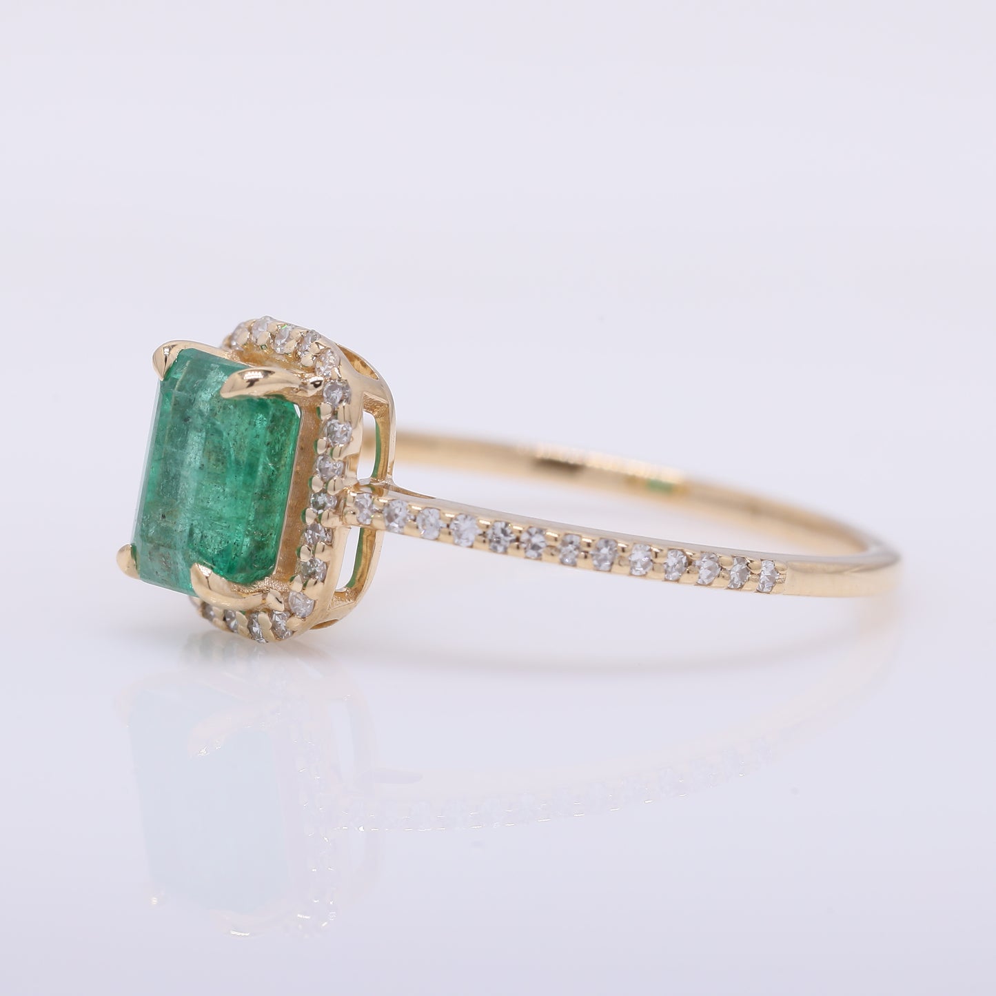 1.15 Ct Octagon Step Cut Natural Emerald 14K Gold Ring