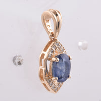 1.34 Ct Oval Natural Sapphire 14K Gold Pendant