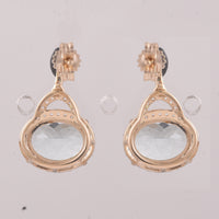 3.16 Ct Oval Aquamarine 9K Gold Earrings