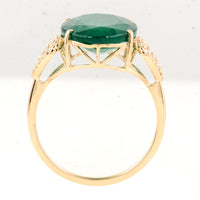 5.29 Ct Oval Natural Beryl Emerald 14K Gold Ring