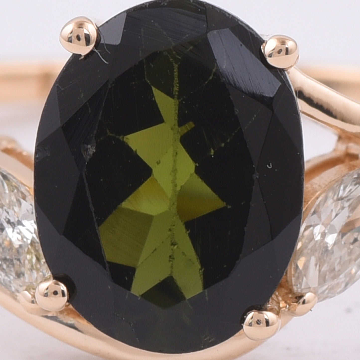 1.89 Ct Oval Natural Green Tourmaline 14K Gold Ring