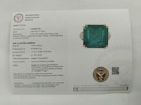 22.17 Ct Emerald Cut Natural Beryl Emerald 18K Gold Ring