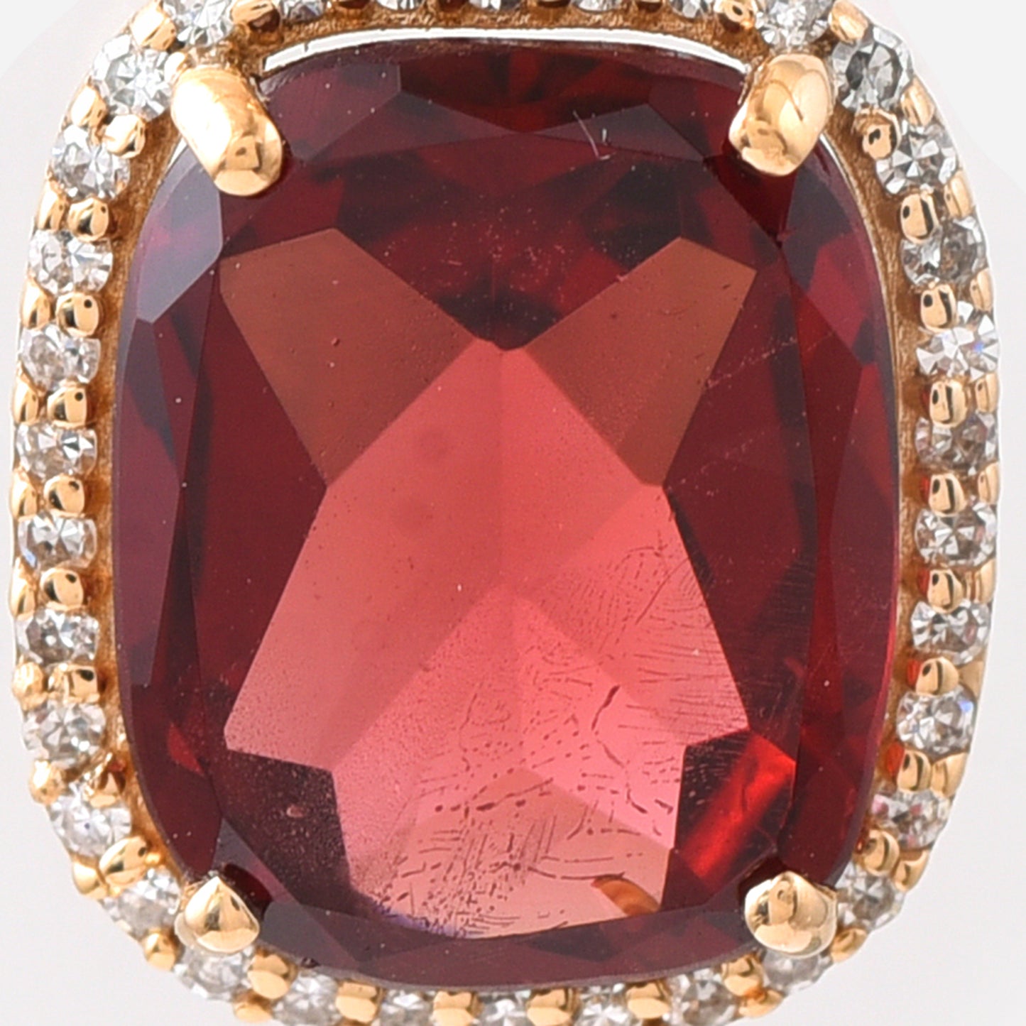 3.35 Ct Cushion Mixed Cut Natural Garnet 14K Gold Pendant