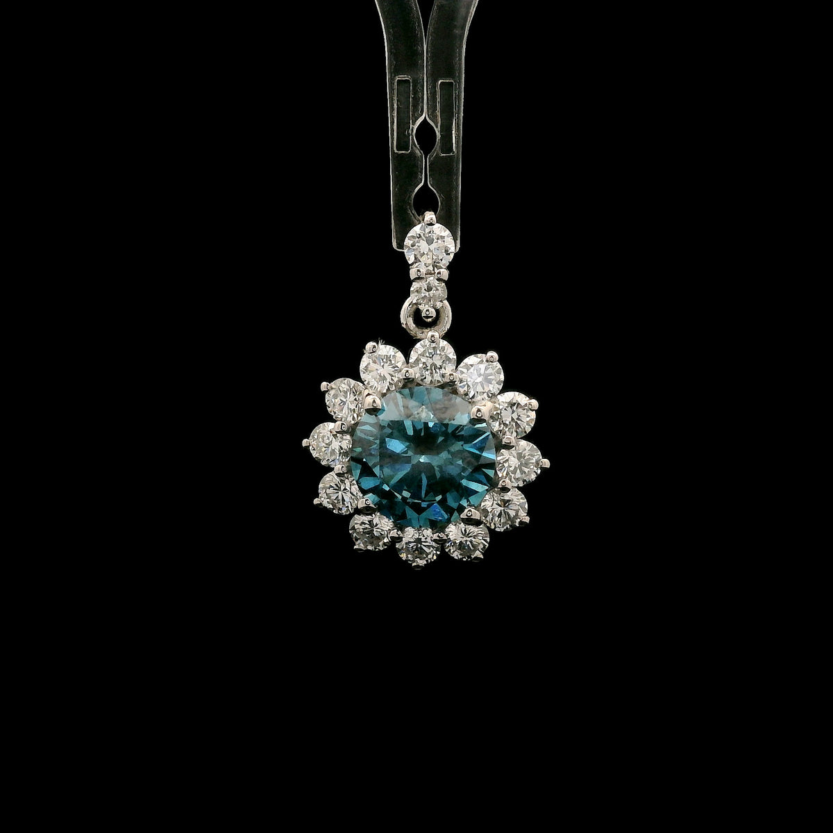 2.38 Carats Blue Lab Grown Diamond 14K Gold Pendant