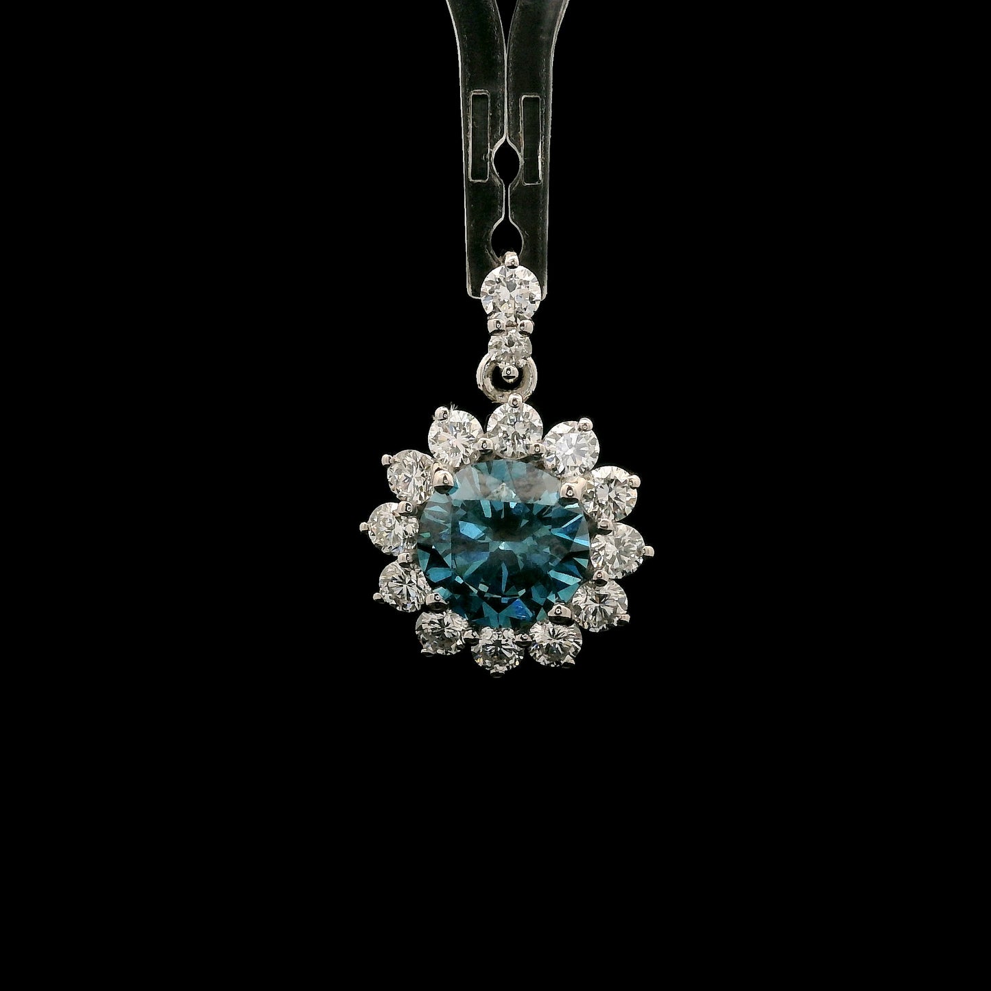 2.38 Carats Blue Lab Grown Diamond 14K Gold Pendant