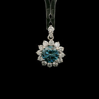 2.38 Carats Blue Lab Grown Diamond 14K Gold Pendant