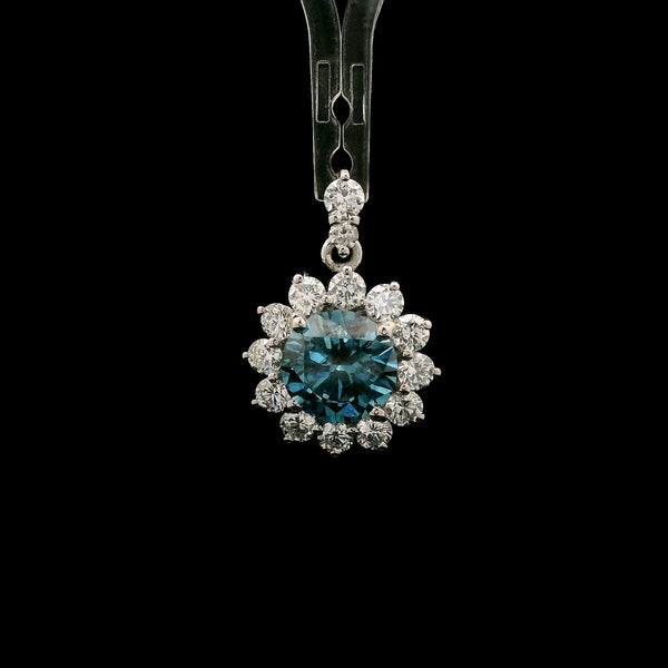 2.38 Carats Blue Lab Grown Diamond 14K Gold Pendant