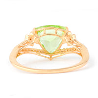 2.32 Ct Triangle Mixed Cut Natural Peridot 14K Gold Ring