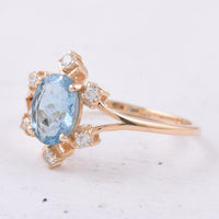 1.18 Ct Oval Natural Aquamarine 14K Gold Ring