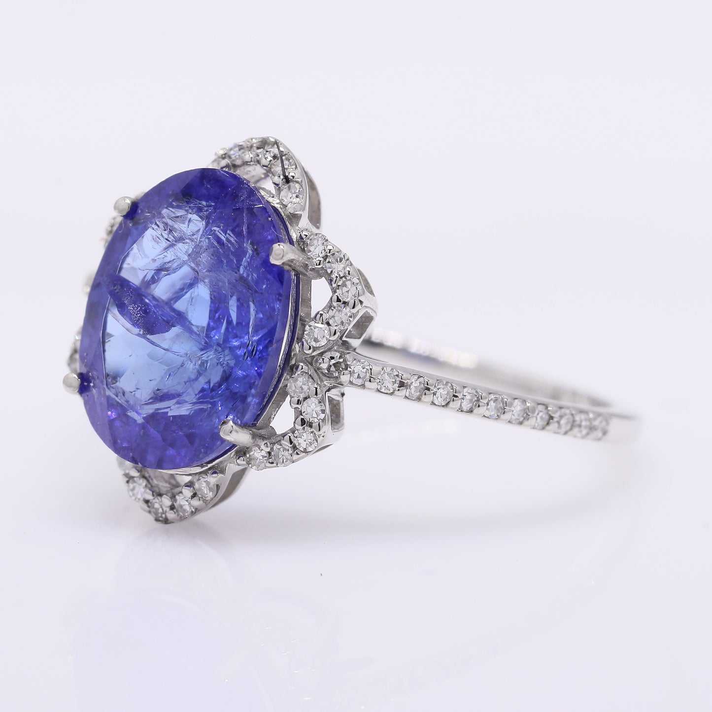 3.09 Ct Oval Mixed Cut Natural Tanzanite 950 Platinum Ring