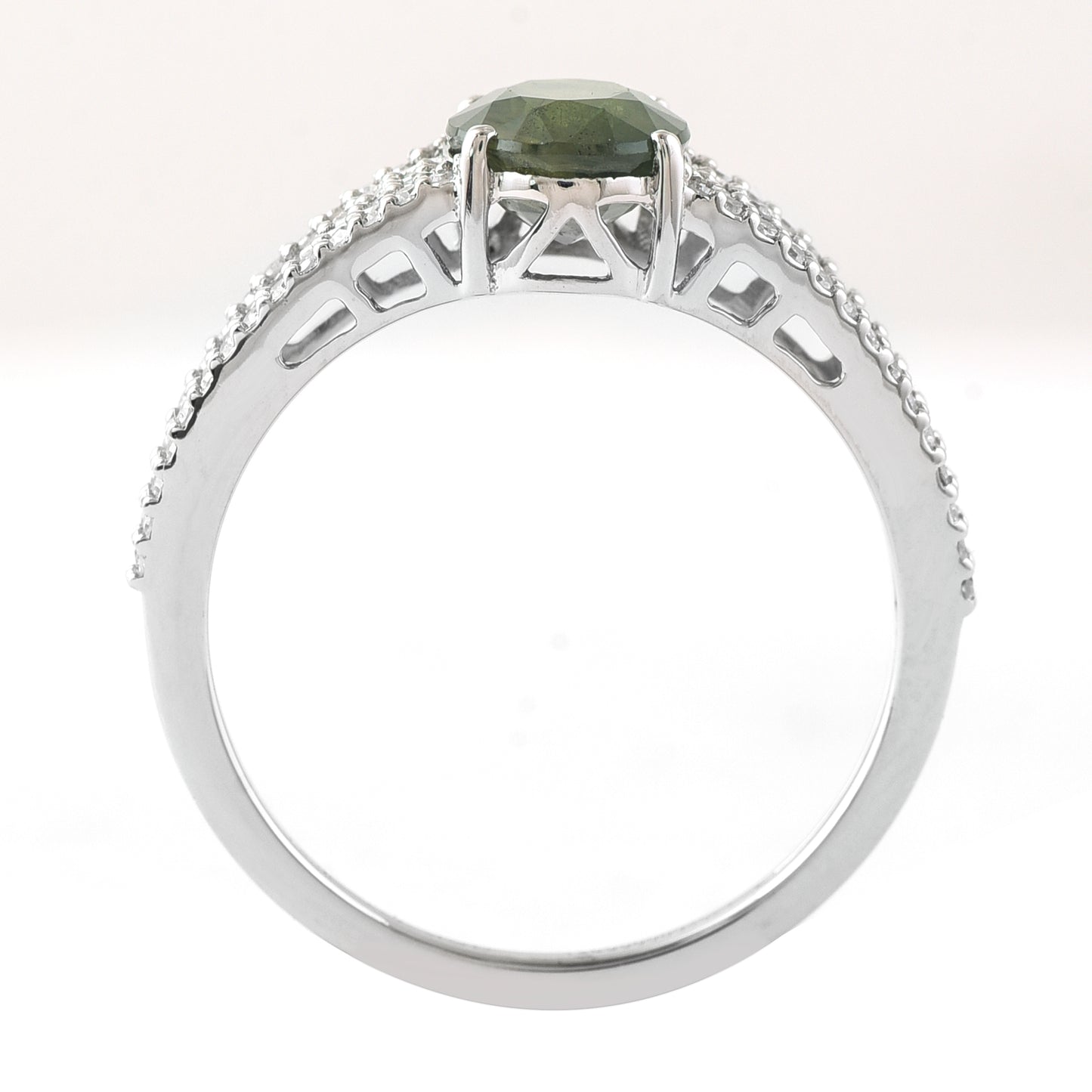 1.85 Ct Oval Mixed Cut Natural Green Sapphire 950 Platinum Ring