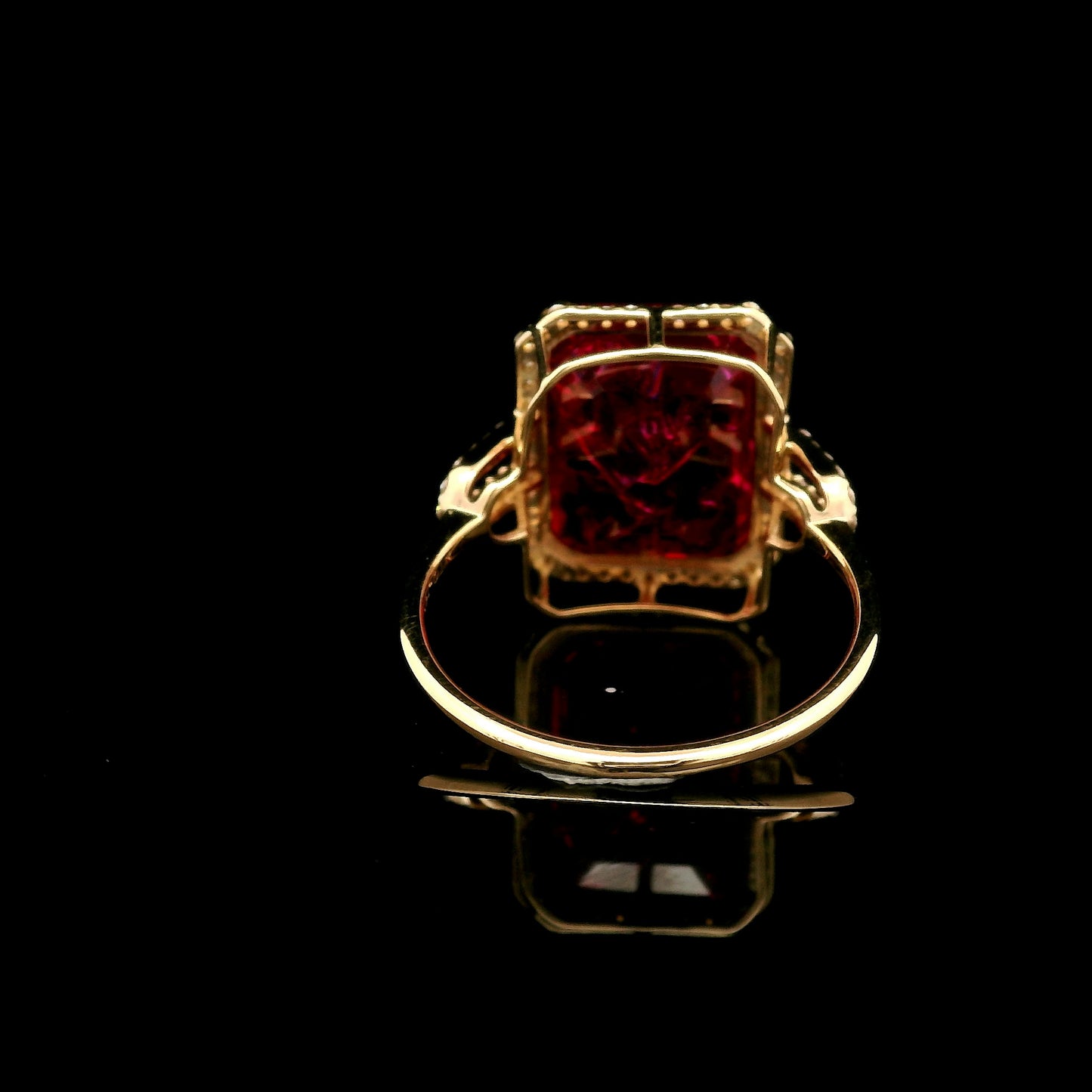 9.96 Ct Emerald Cut Lab Grown Ruby 14K Gold Ring