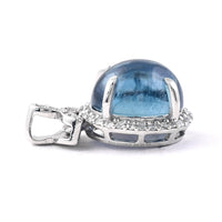 2.69 Ct Oval Cabochon Cut Natural Tourmaline 950 Platinum Pendant