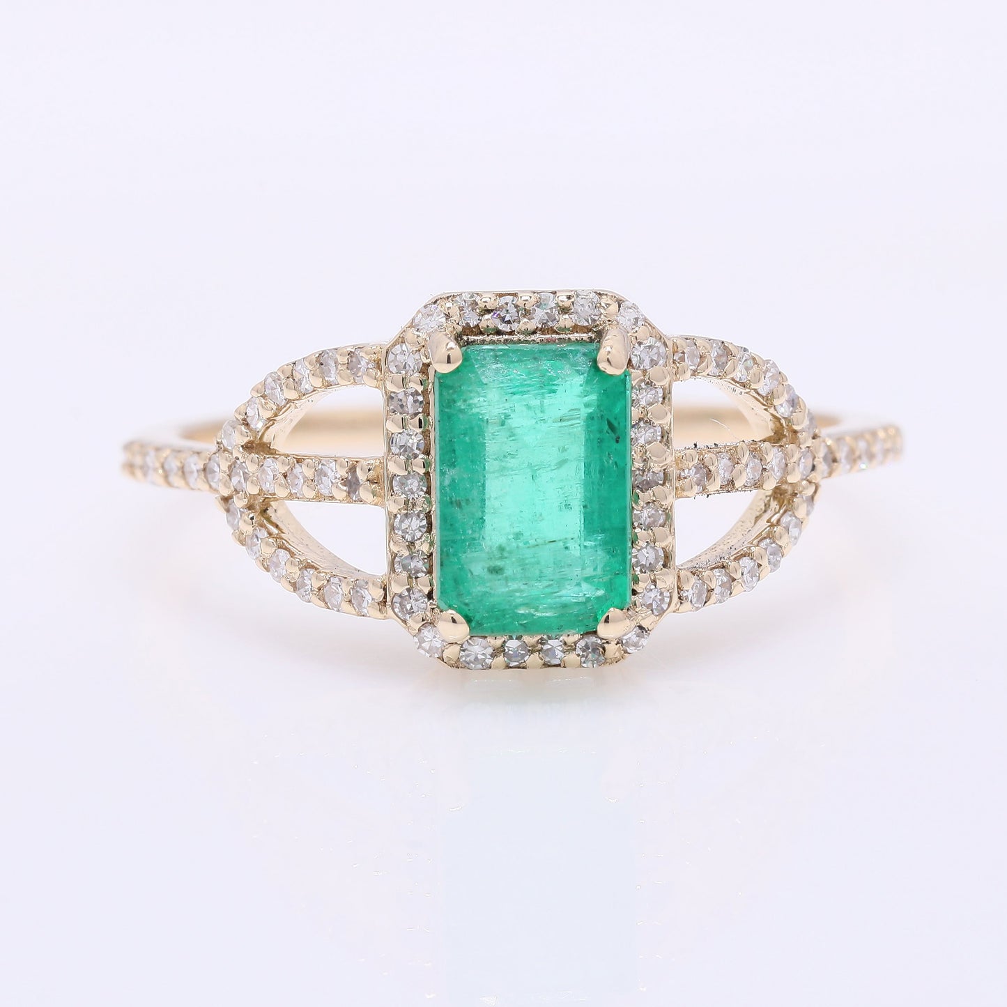 1.44 Ct Octagon Step Cut Natural Emerald 14K Gold Ring