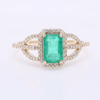 1.44 Ct Octagon Step Cut Natural Emerald 14K Gold Ring