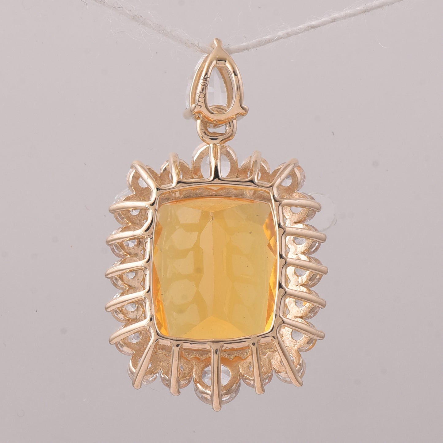 4.14 Ct Cushion Fire Opal 9K Gold Pendant