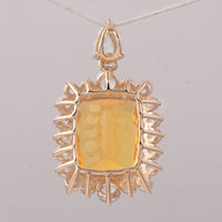 4.14 Ct Cushion Fire Opal 9K Gold Pendant