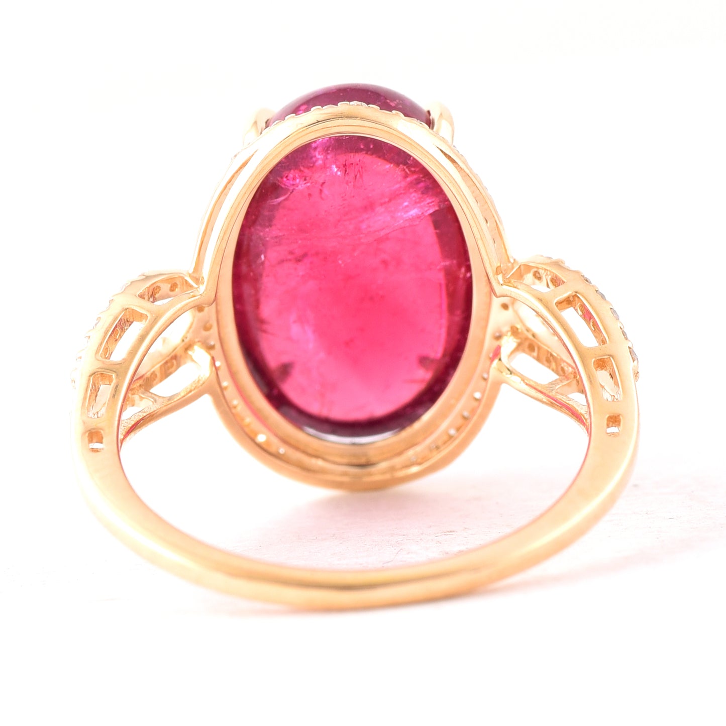 8.43 Ct Oval Cabochon Cut Natural Tourmaline 14K Gold Ring