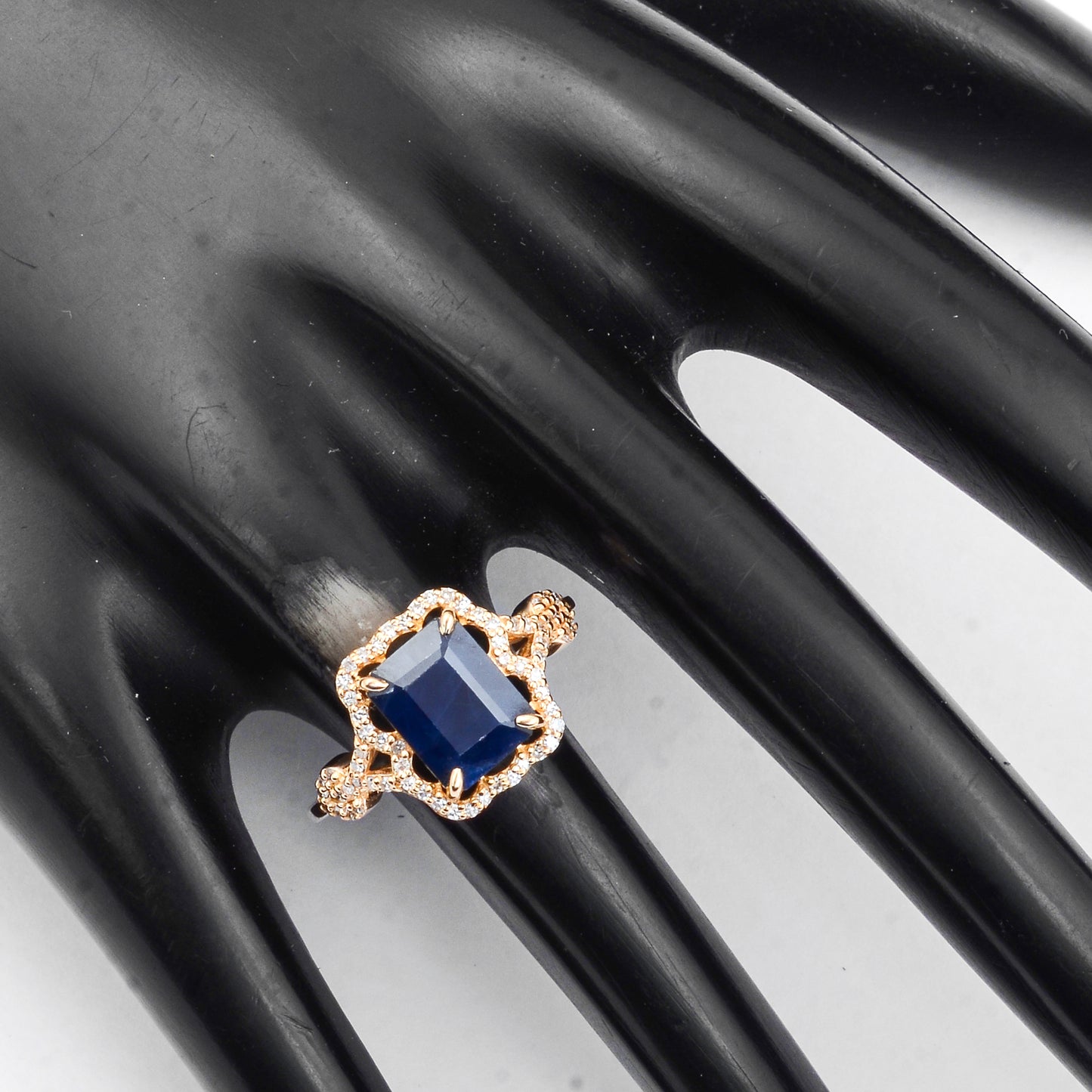 2.29 Ct Octagon Step Cut Natural Sapphire 14K Gold Ring