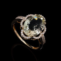 4.15 Ct Oval Mixed Cut Natural Sunstone 14K Gold Ring