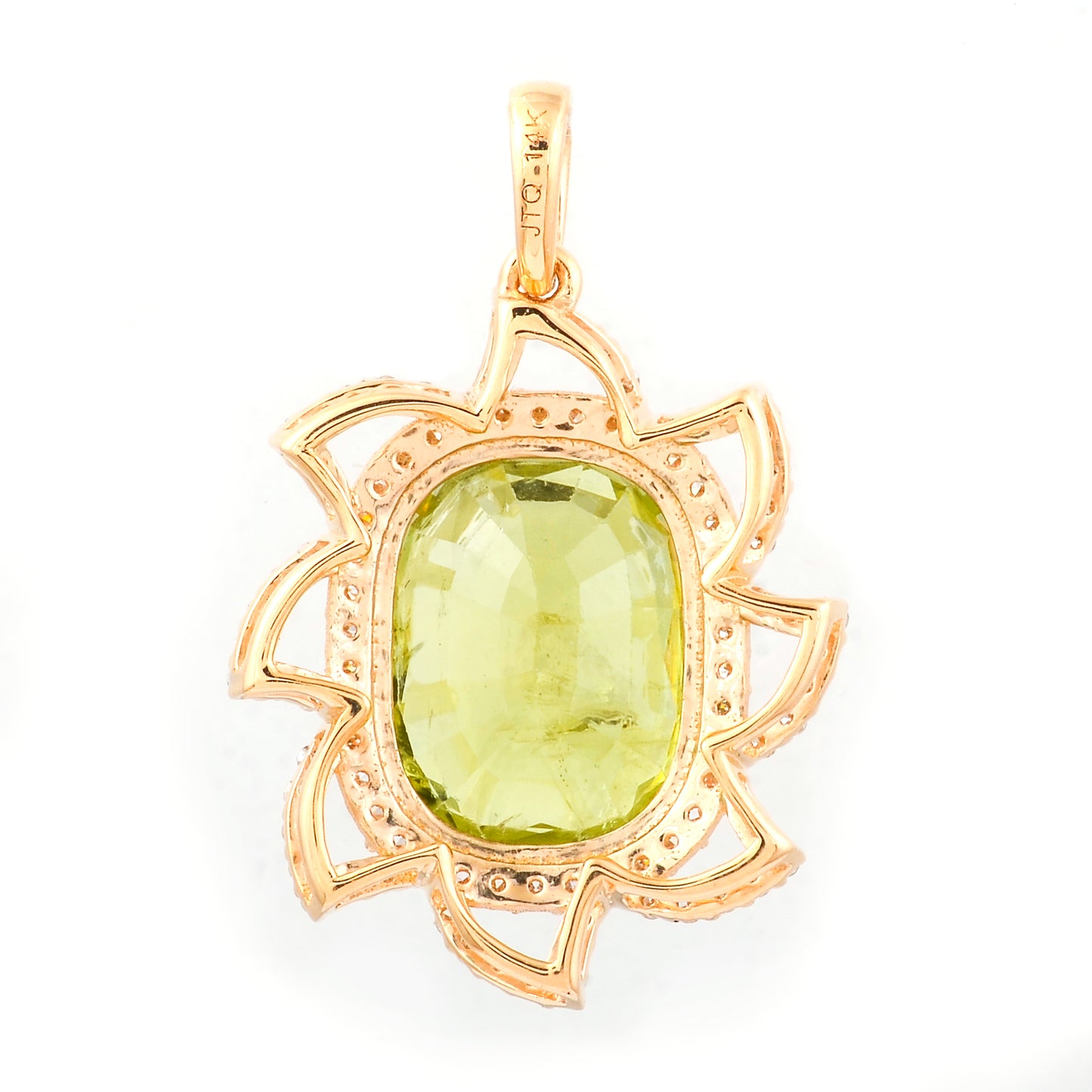 5.62 Ct Cushion Mixed Cut Natural Green Sapphire 14K Gold Pendant