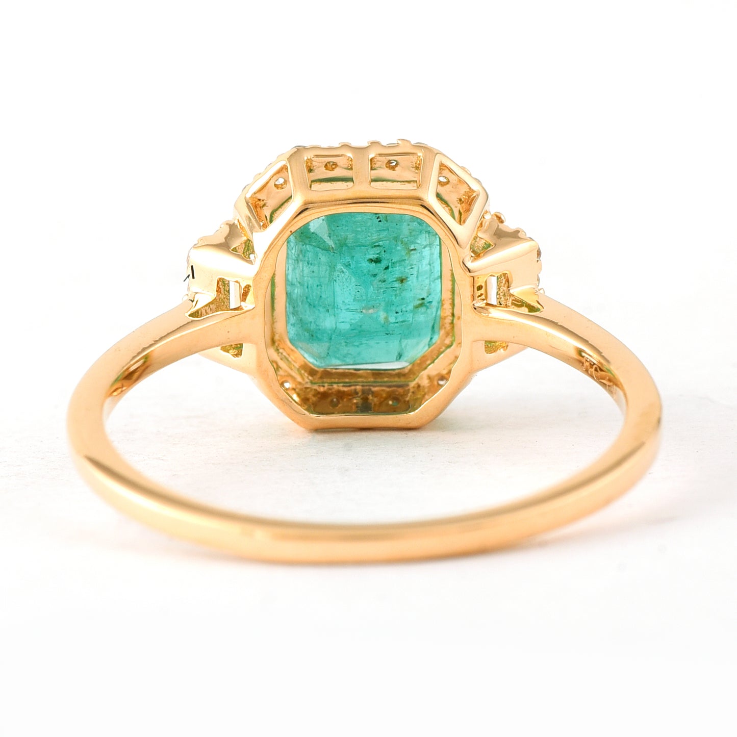 2.20 Ct Octagon Step Cut Natural Emerald 14K Gold Ring