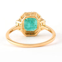 2.20 Ct Octagon Step Cut Natural Emerald 14K Gold Ring