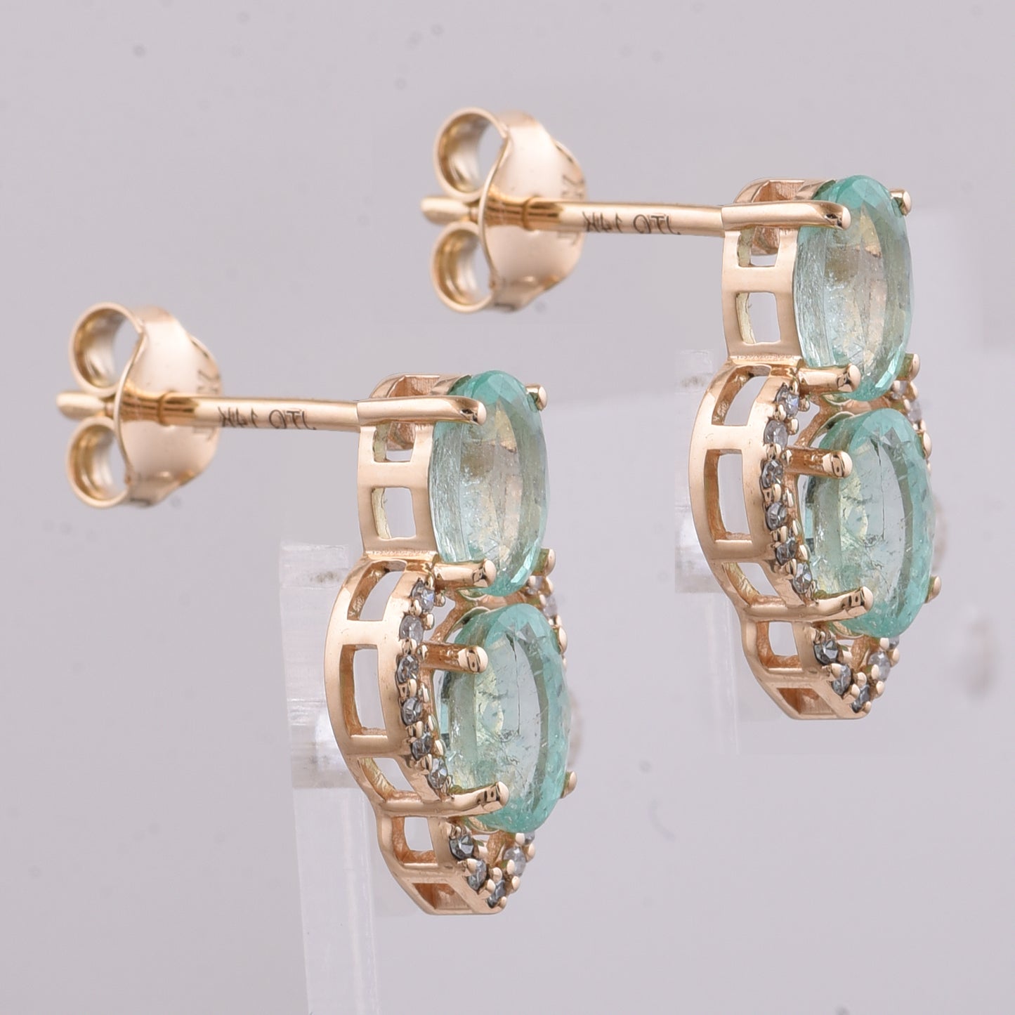 2.06 Ct Oval Natural Emerald 14K Gold Earrings