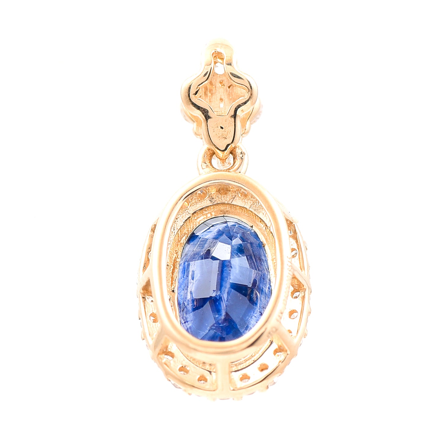 2.05 Ct Oval Mixed Cut Natural Sapphire 14K Gold Pendant
