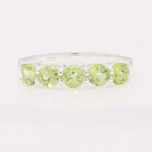 1.46 Ct Round Peridot 925 Silver Ring