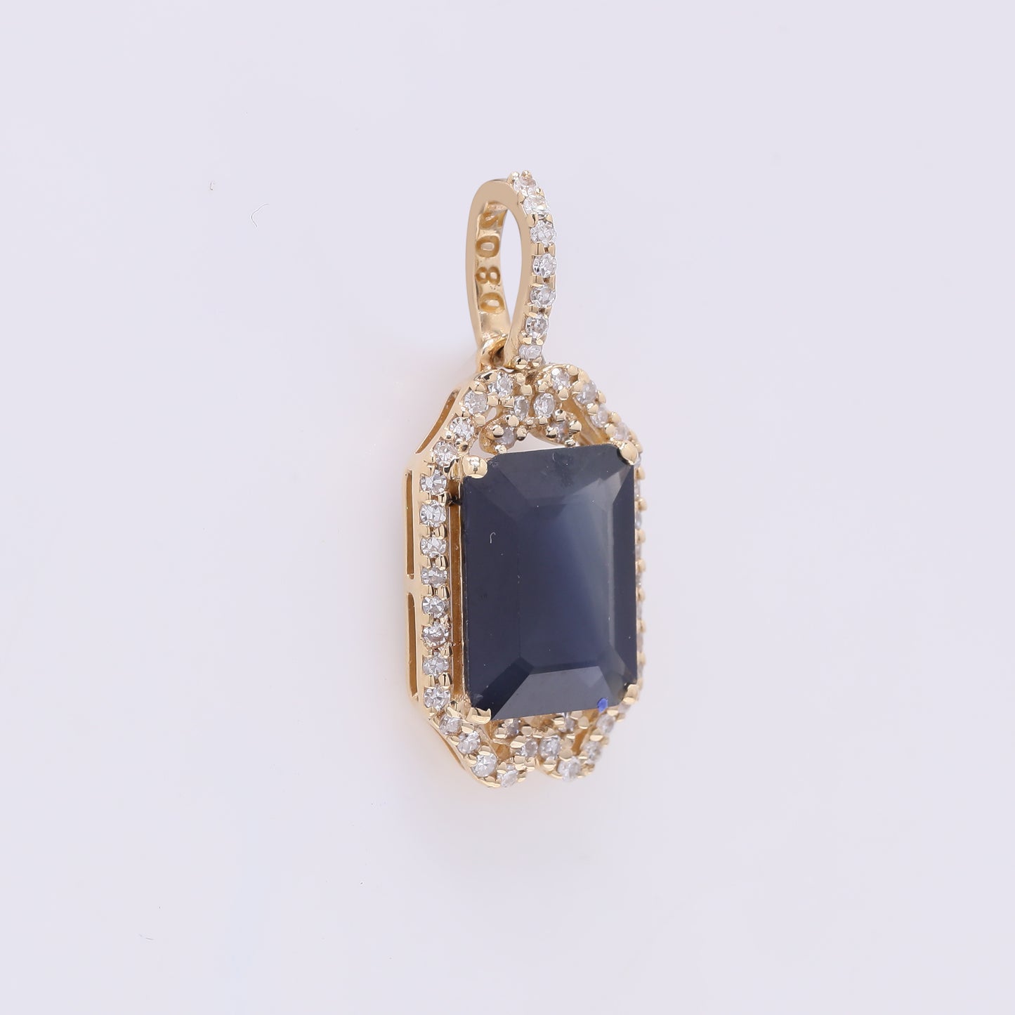 2.27 Ct Octagon Step Cut Natural Sapphire 14K Gold Pendant