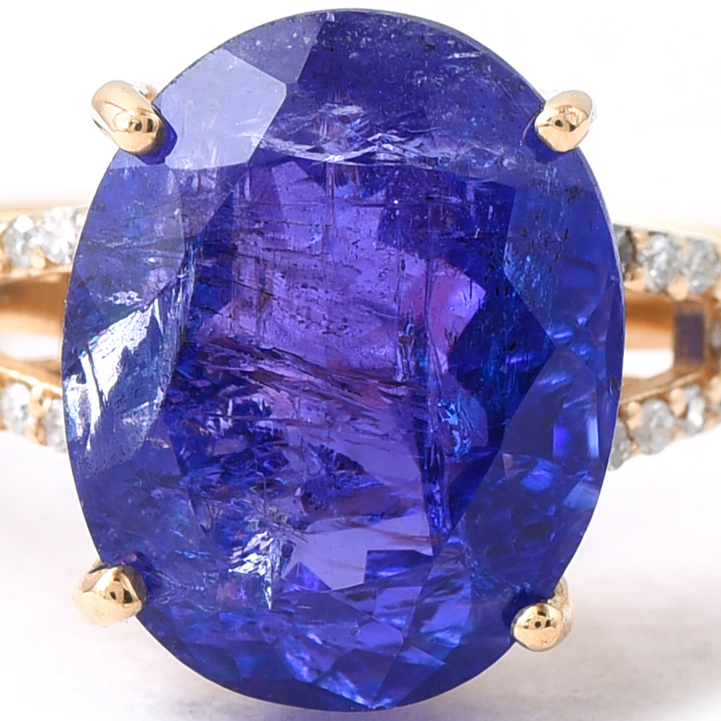 1.83 Ct Oval Mixed Cut Natural Tanzanite 14K Gold Ring