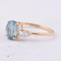 1.58 Ct Oval Natural Aquamarine 14K Gold Ring