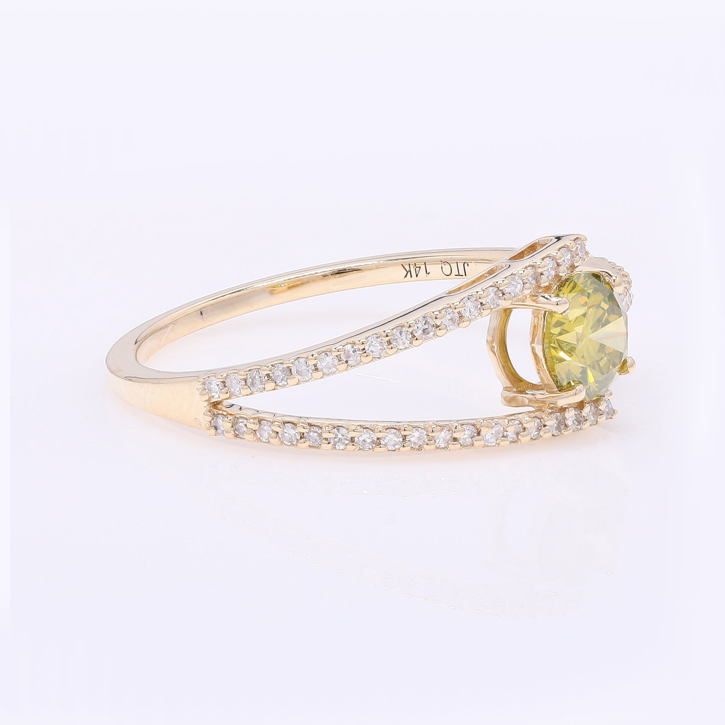 0.66 Ct Round Yellow Diamond 14K Gold Ring