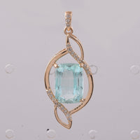 4.18 Ct Cushion Natural Emerald 14K Gold Pendant