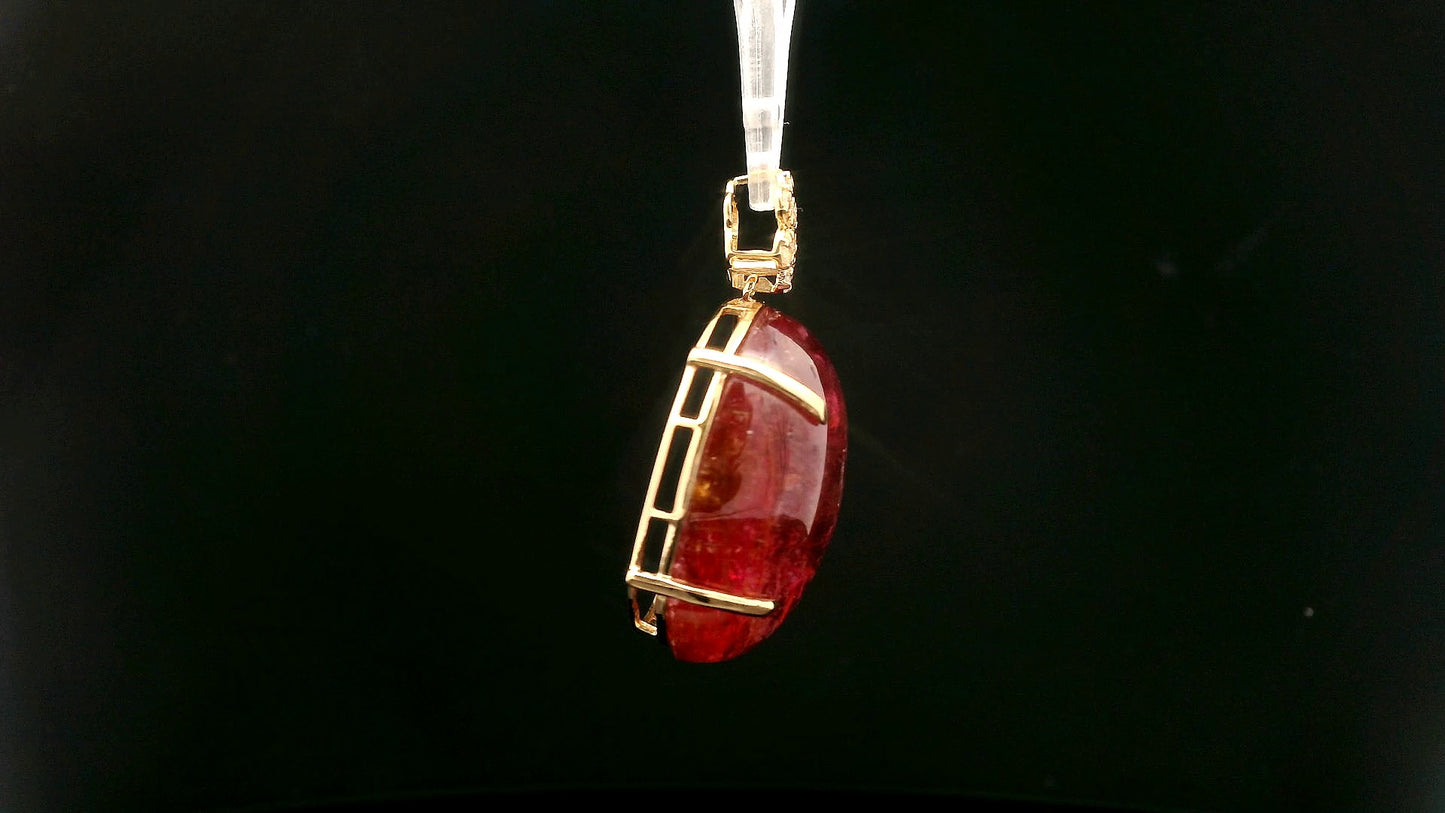 32.93 Ct Oval Tourmaline 14K Gold Pendant