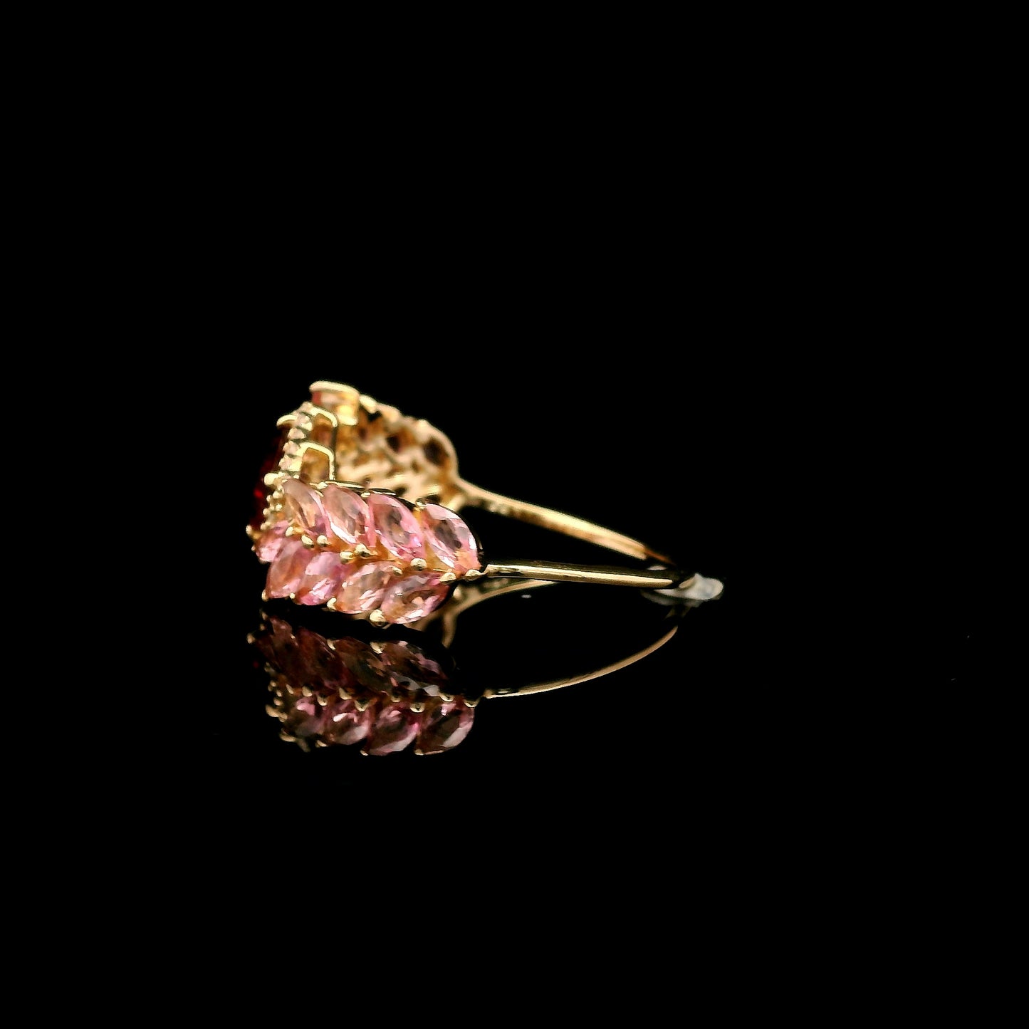 1.59 Ct Square Rubellite 14K Gold Ring