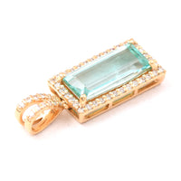 1.52 Ct Rectangle Step Cut Natural Emerald 14K Gold Pendant
