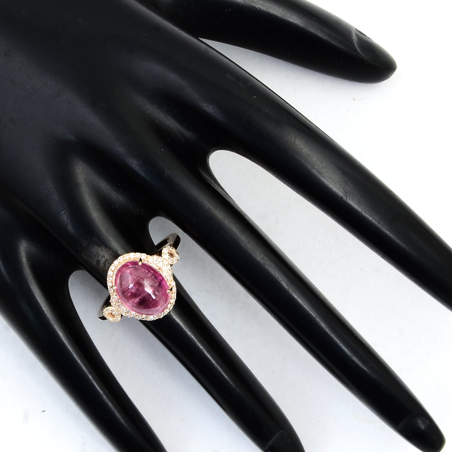 4.71 Ct Oval Cabochon Natural Tourmaline 14K Gold Ring